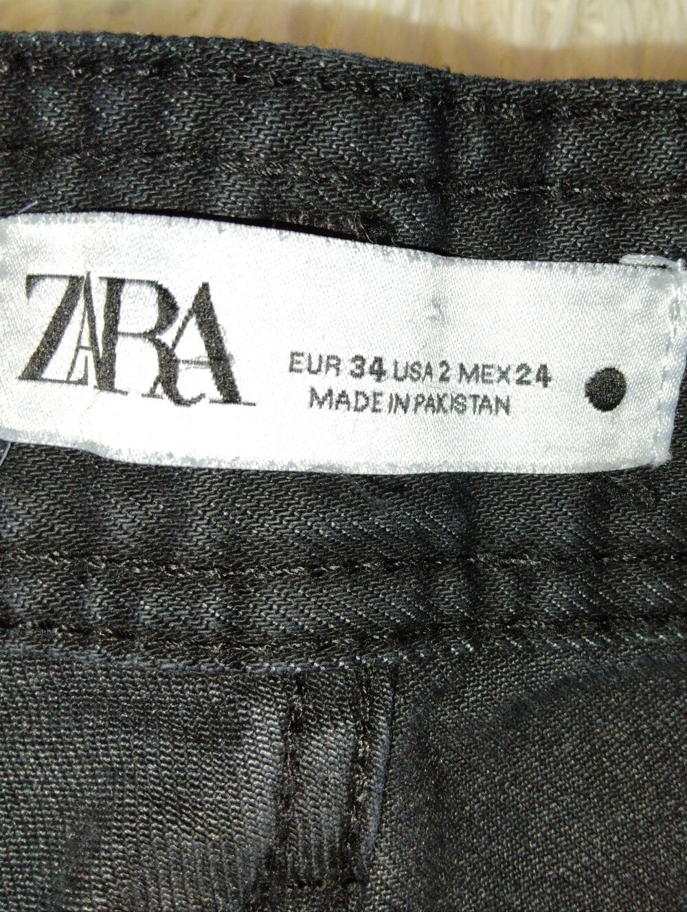 Zara The Marine High Rise Straight Wide Leg Raw Hem Black Jeans Size 2 - Picture 9 of 12